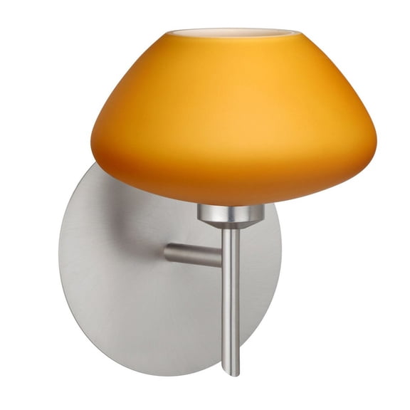 1SW-541080-SN-Besa Lighting-Peri - 1 Light Mini Wall Sconce In Contemporary Style-7 Inches Tall and 5.38 Inches Wide-Satin Nickel Finish-Amber Matte