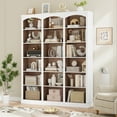 thumbnail image 6 of Homfa 18-Cube Bookcase and Bookshelves, 71.2" Triple Width 6 Tier Freestanding Arch Library Cabinet for Home Office Living Room, White Bark Texture & Walnut, 6 of 8