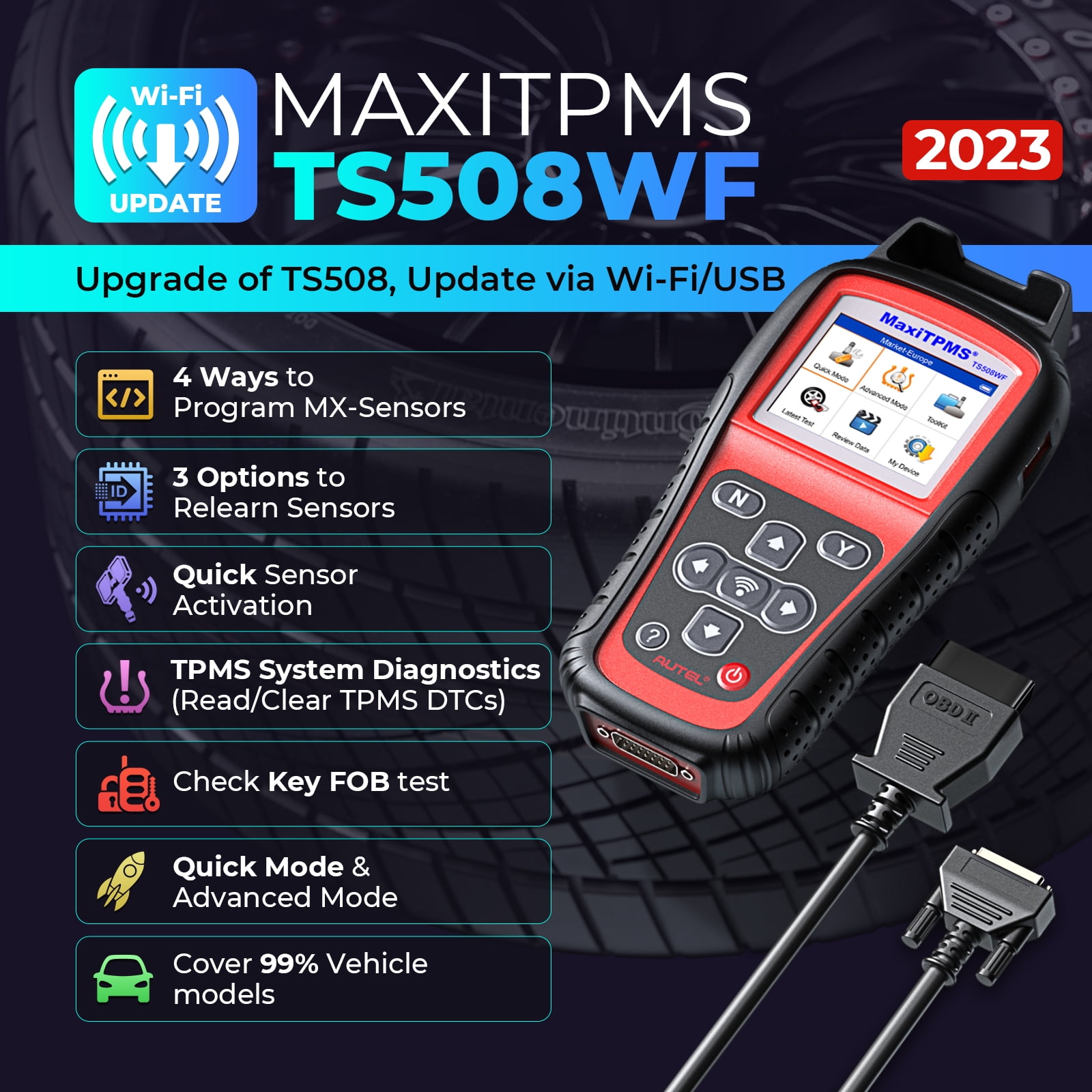 Autel MaxiTPMS TS508WF KIT TPMS Programming Tool, 2024 WiFi Ver. of TS601  TS5