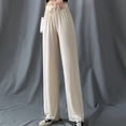 thumbnail image 2 of Pantalones anchos de seda de hielo para mujer, pantalones holgados de verano adelgazantes de cintura alta, pantalones drapeados, pantalones rectos con colgante, pantalones casuales de fregado, 2 of 4