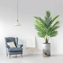 Artificial Tree in Modern Granite Effect Planter, Fake Areca Tropical Palm Silk Tree for Indoor and Outdoor Home Decoration - 57" Overall Tall (Plant Pot Plus Tree)