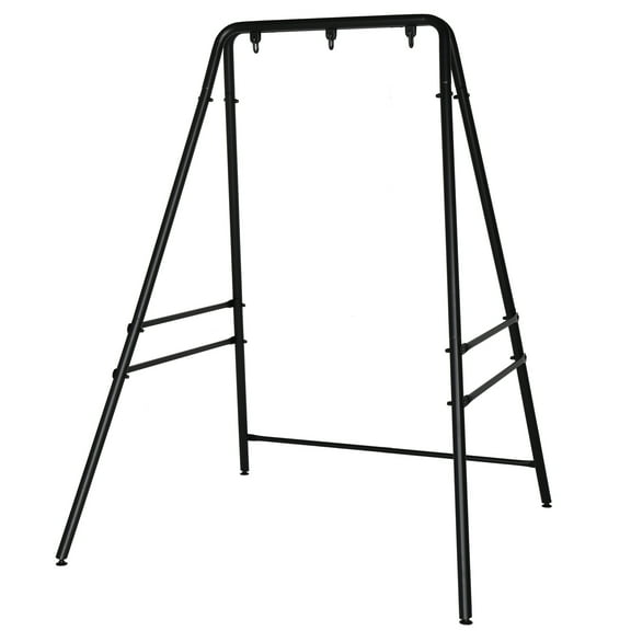 Wrought Iron Four-Legged Standing 200kg Three Rings Hanging Chair Frame, Black/133*137*180cm