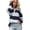 Bleu Foncé, variante sur Chandail Polo à Blocs de Couleur à Rayures pour Femmes, Col à Revers, Manches Longues, Coupe Ample, Chemise Tendance de Printemps (Bleu Foncé TG)