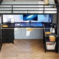 thumbnail image 5 of Afuhokles Twin Size Loft Bed with L-Shaped Gaming Desk, Hutch and Storage Drawers, Power Outlet, Metal Loft Bed Frame with RGB Lights, Black, 5 of 8
