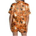 thumbnail image 6 of YDFCWXW Halloween Pajamas for Women Cute Fall Sets Spooky Pumpkin Shirt and Soft Silk Shorts 2 Piece Loungewear Sets 2025 Orange, M, 6 of 7