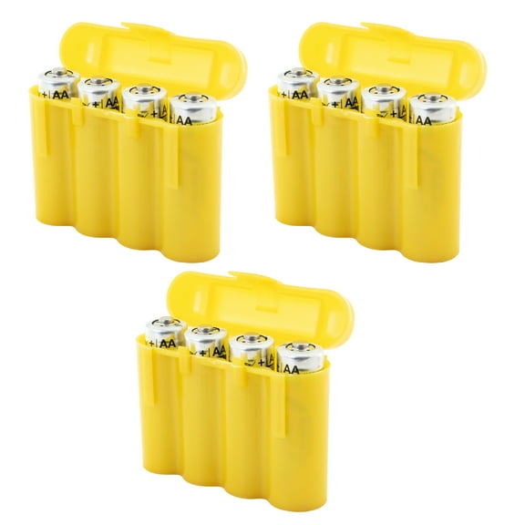 3 Pack AA / AAA / CR123A Gold Battery Holder Storage Cases