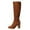 Brown, variant on Gyexs Suede Boots for Women Knee High Wide Calf Retro Pointed Toe Block Heel Long Tall Boots Women's Fashion Black & Size 7