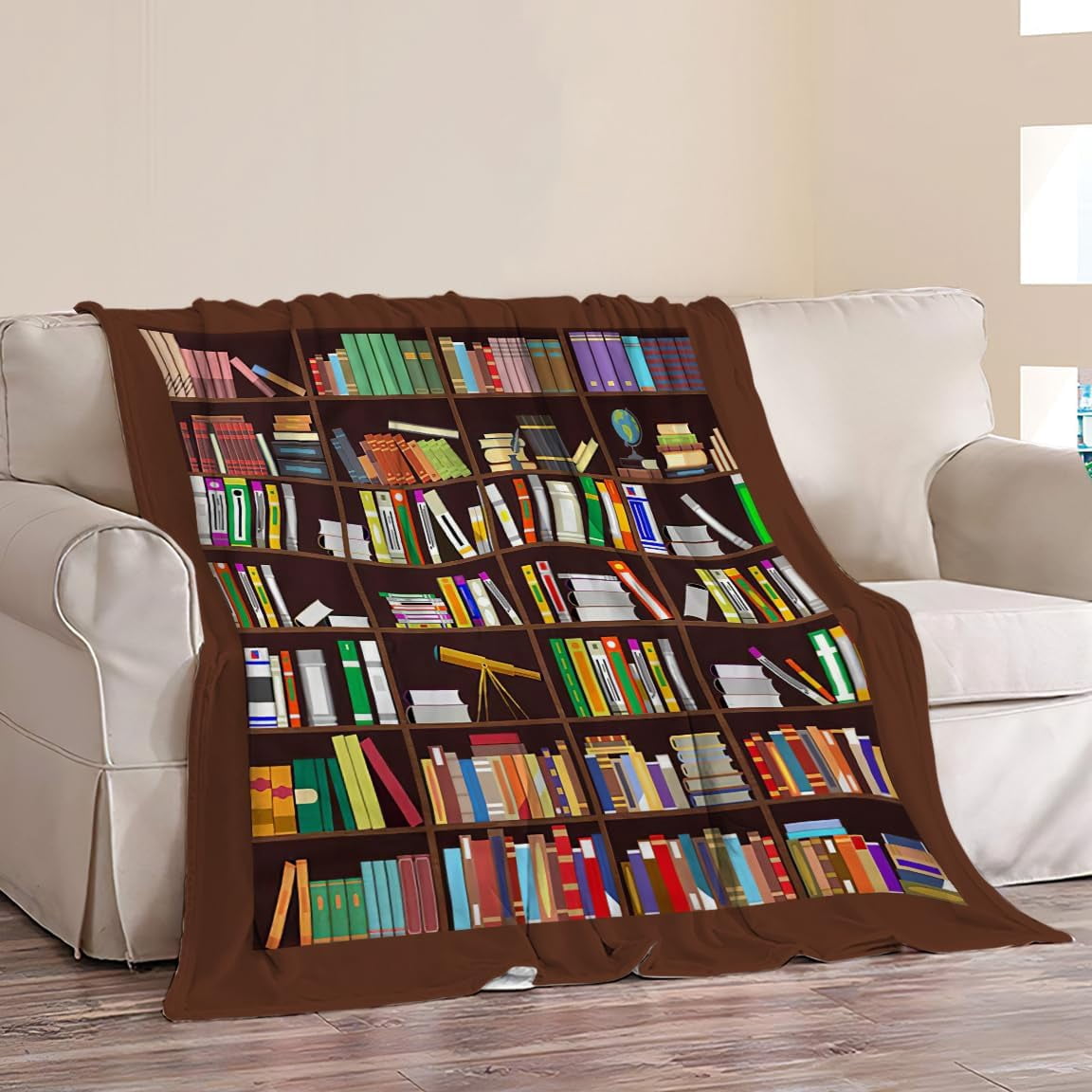 Book Throw Blanket Bookshelf Reading Print Blankets Bookish Gifts Couch Sofa Bed Stuff Decor Soft Cozy Lightweight Fleece Plush Flannel Bedding for Lover Men Women Adults Reader Library Club 60"x80"