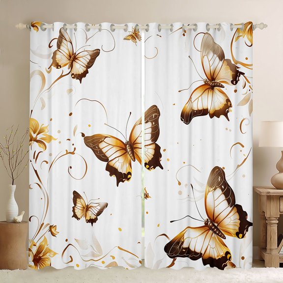 Manfei Flying Butterflies Boy Girl Curtains Pack of 2 (42x84 Each),Exotic Style Curtains Blackout,Dreamy Princess Bedroom Curtains,Super Cozy Room Decor