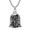 thumbnail image 3 of GKNET Men's Angel Wings Cross Motorcycle Guardian Gremlin Bell Pendant Biker Necklace, 3 of 4