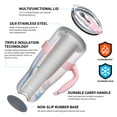 thumbnail image 2 of Stainless Steel Vacuum Insulated Tumbler - THILY 40 oz Coffee Travel Mug with Handle and Lids, Sweat Proof, Keep Drinks Cold for 34 Hours or Hot for 12 Hours, Pink Ripple, 2 of 5