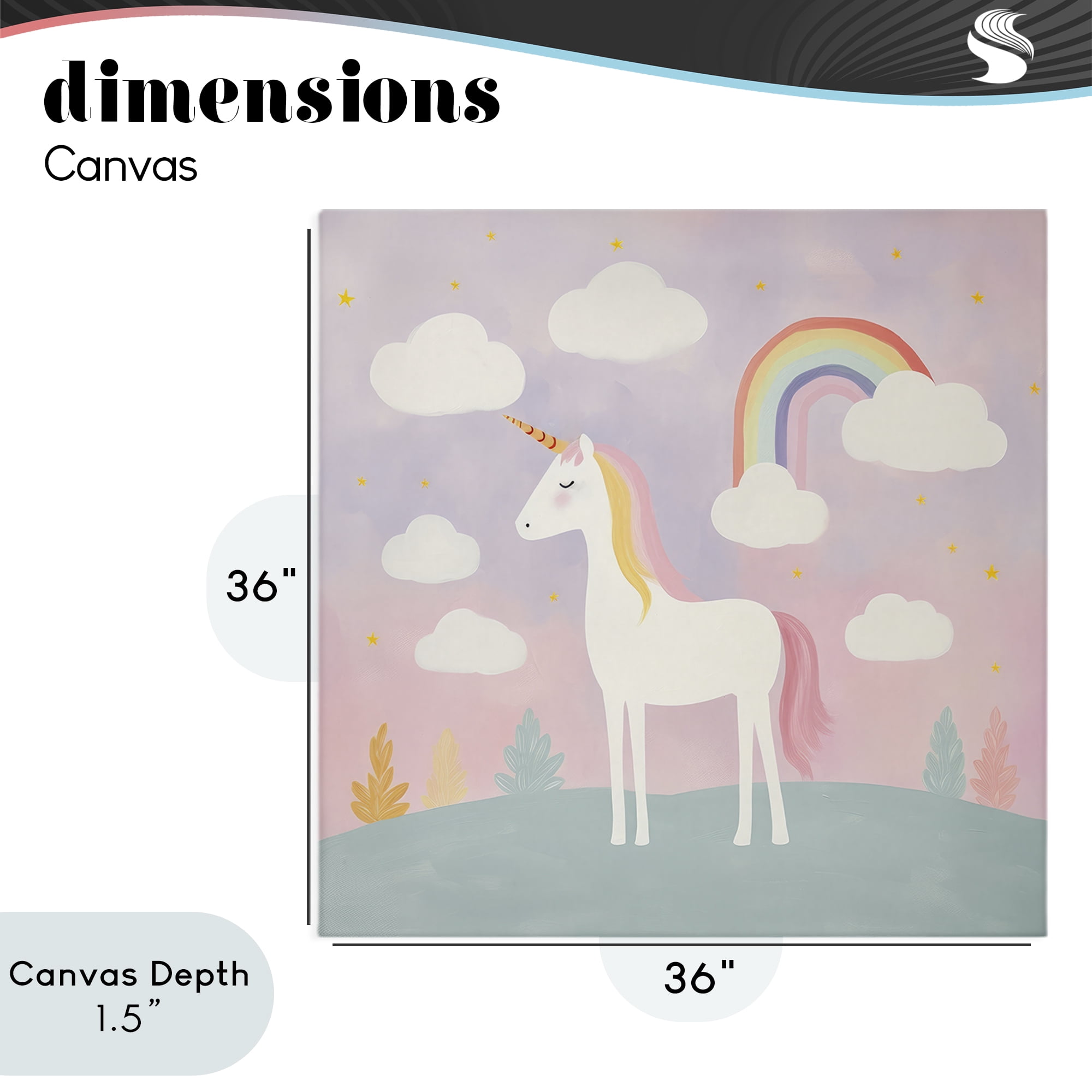 Stupell Industries Mystical Unicorn with Rainbow & Clouds Canvas Wall Art, design by Lazar Studio