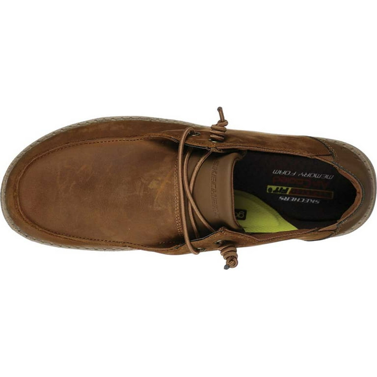 Skechers Relaxed Fit Leather Moc Toe Slip-On Shoes with Memory