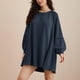 thumbnail image 1 of Vestido Mujer Casual Corto Color Sólido Cuello Redondo Traje Diario Básico Ygjytge Azul marino T XL para Mujer, 1 of 7