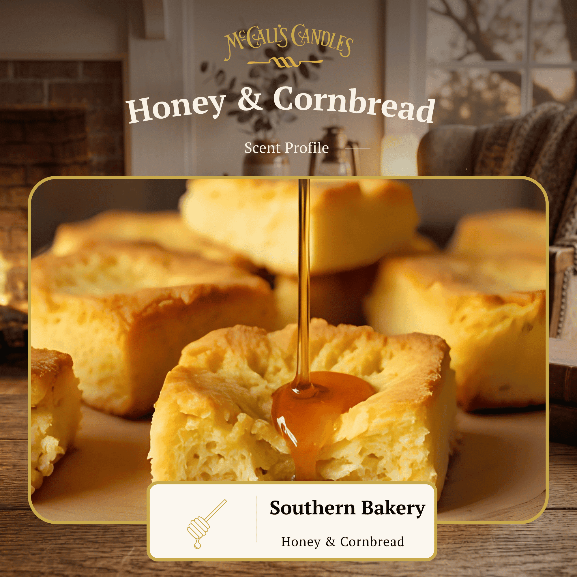 McCall’s Candles | Honey & Cornbread | 18 oz Scented Candle | Indulgence Collection | Double-Wick | Grooved Jar | Poured in USA | Warm Buttery Bakery Fragrance