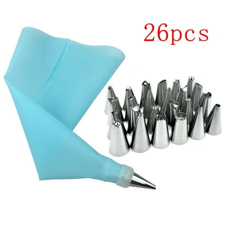 

SANAG 26 Pcs/set Cake Icing Bag Nozzles Chocolate Fondant Cream Stainless Steel Piping Nozzles Kit Blue