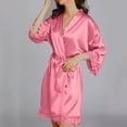 thumbnail image 6 of Alkepwun Robes for Women - Satin Bridesmaid Robes with Lace Detail - Silky Belted Wedding Prep Robes, 6 of 7