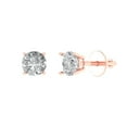 thumbnail image 2 of 0.5 Ct Round Cut Studs Clear Moissanite 18K Rose Solid Solid Gold Everyday Dainty Earrings Screw Back, 2 of 7