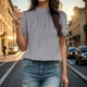 thumbnail image 2 of Camiseta holgada de manga corta lisa para mujer: gasa con pompones, cuello redondo, abertura en la espalda, tallas S-XL, ideal para combinar con vaqueros o leggings., 2 of 5