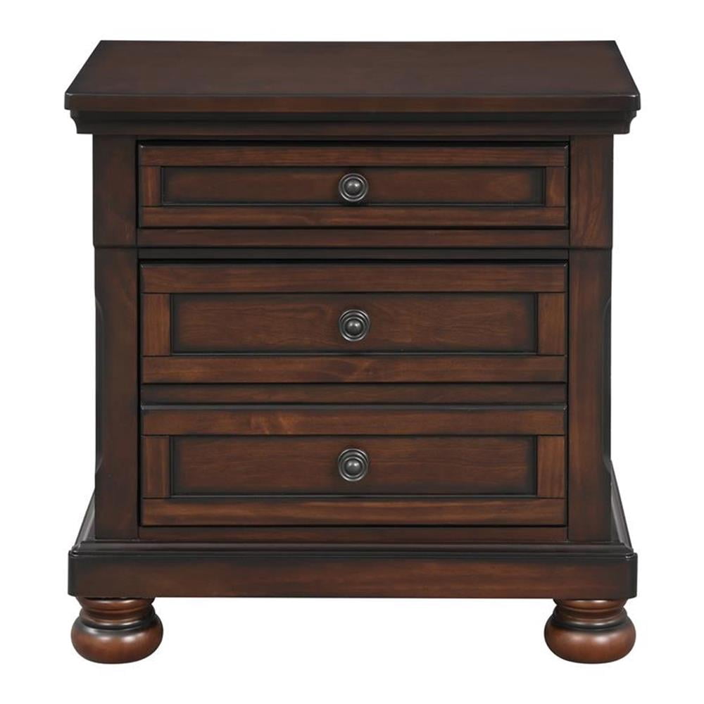 Pemberley Row Wood Brown Cherry Nightstand Rectangular 3-Drawers 30" Assembled