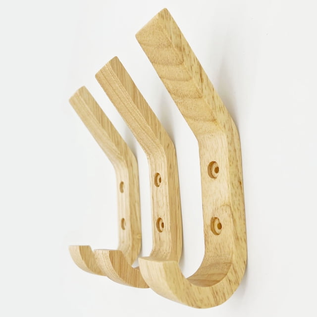 Percheros de pared de madera y caucho, 2 piezas, ganchos para abrigos, dos ganchos, percheros