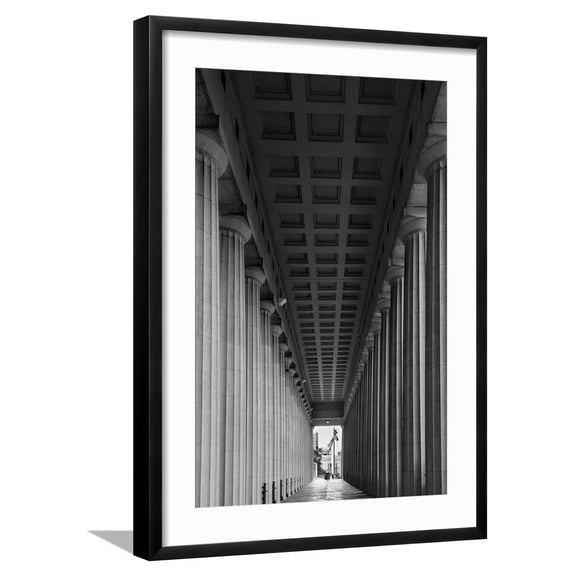 Art.com Soldier Field Colonnade Chicago BW Photographic Print by Steve Gadomski, Black Frame Wall Art, 21" x 29"