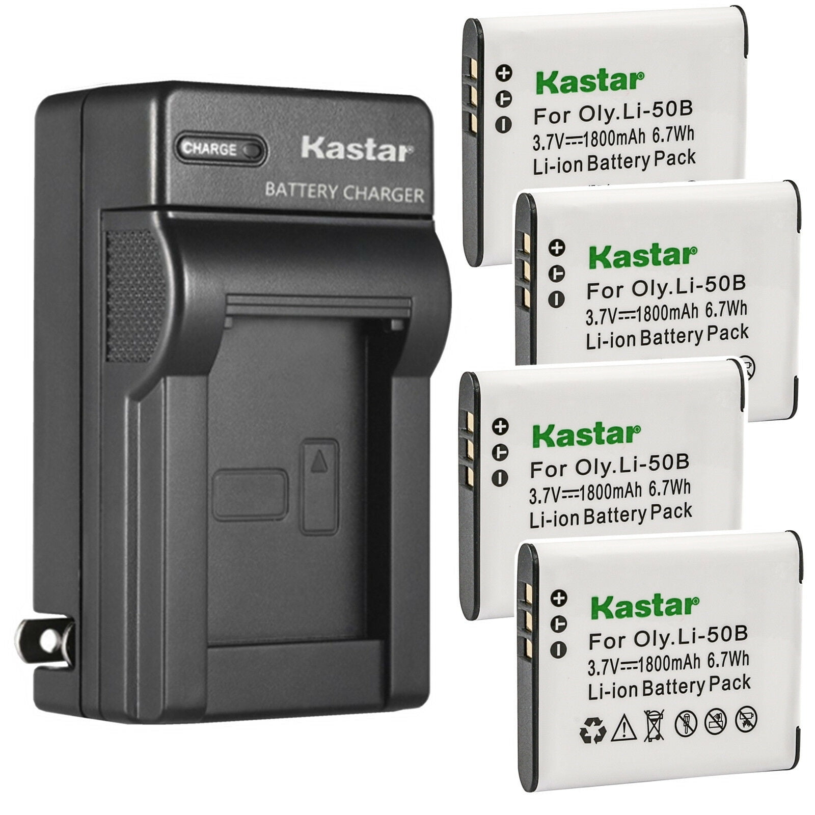 Kastar 4-Pack Battery and AC Wall Charger Replacement for Panasonic HX-WA30A HX-WA30D HX-WA30GK HX-WA30K HX-WA30W Pentax Optio WG-5 GPS WG-10 WG-20 WG-30 WG-40 WG-50 WG-60 WG-70 WG-80