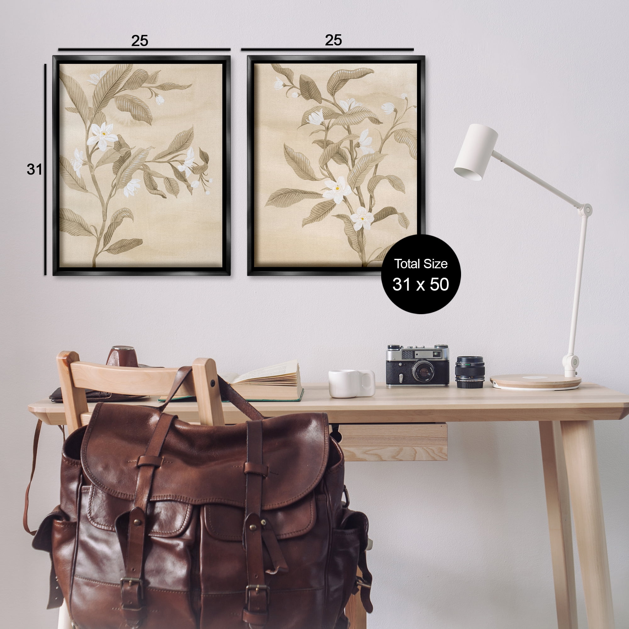Stupell Industries White Daffodils Budding Plants & Flowers Painting Black Floater Framed Canvas Art Print Wall Art, 31 x 25, Set of 2