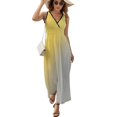 thumbnail image 2 of Abstract Yellow Gray Gradient Dress Summer Street Style Bohemia Long Dresses Female Sleeveless Printed Maxi Dress, 2 of 9