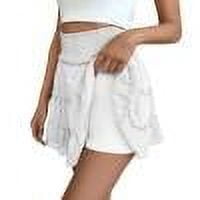 

RPVATI Mini High Waist Ruffle Boho Solid Skirt – Flowy and Comfortable Skirts with Inner Shorts for Free Movement White L