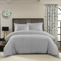 King/Calking Duvet Cover Set Silver Grey Color - Egyptian Cotton 400-Thread Count, Zipper Closure Corner Ties, 1 Duvet Cover and 2 Matching Pillow Shams