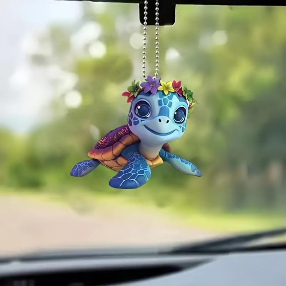 2D Flat Home Hanging Decor Acrylic Car Mirror Charm Interior Accessories Ornament Turtle Pendant Versatile Hanging Decor For Car Rearview Mirror, Backpacks Keychains