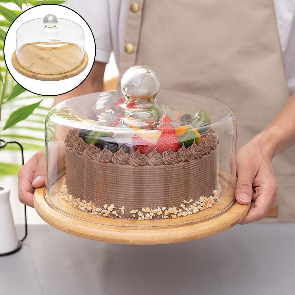 Daraz Wooden Cake Plate With Dome DOLITY Dome Glass Cover
