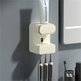 thumbnail image 1 of Electric Toothpaste Dispenser Wall Mounted Toothbrush Holder Automatic Toothpaste Squeezer With 3 Toothbrush Slots For Bathroom, 1 of 7