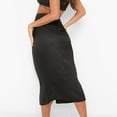 thumbnail image 6 of IROINNID Women's Casual Fashion Kinky Irregular Sexy Satin Slit Zipper Pack Hip Skirt Below The Knee Empire Waist tail Solid Color Skirt, 6 of 7