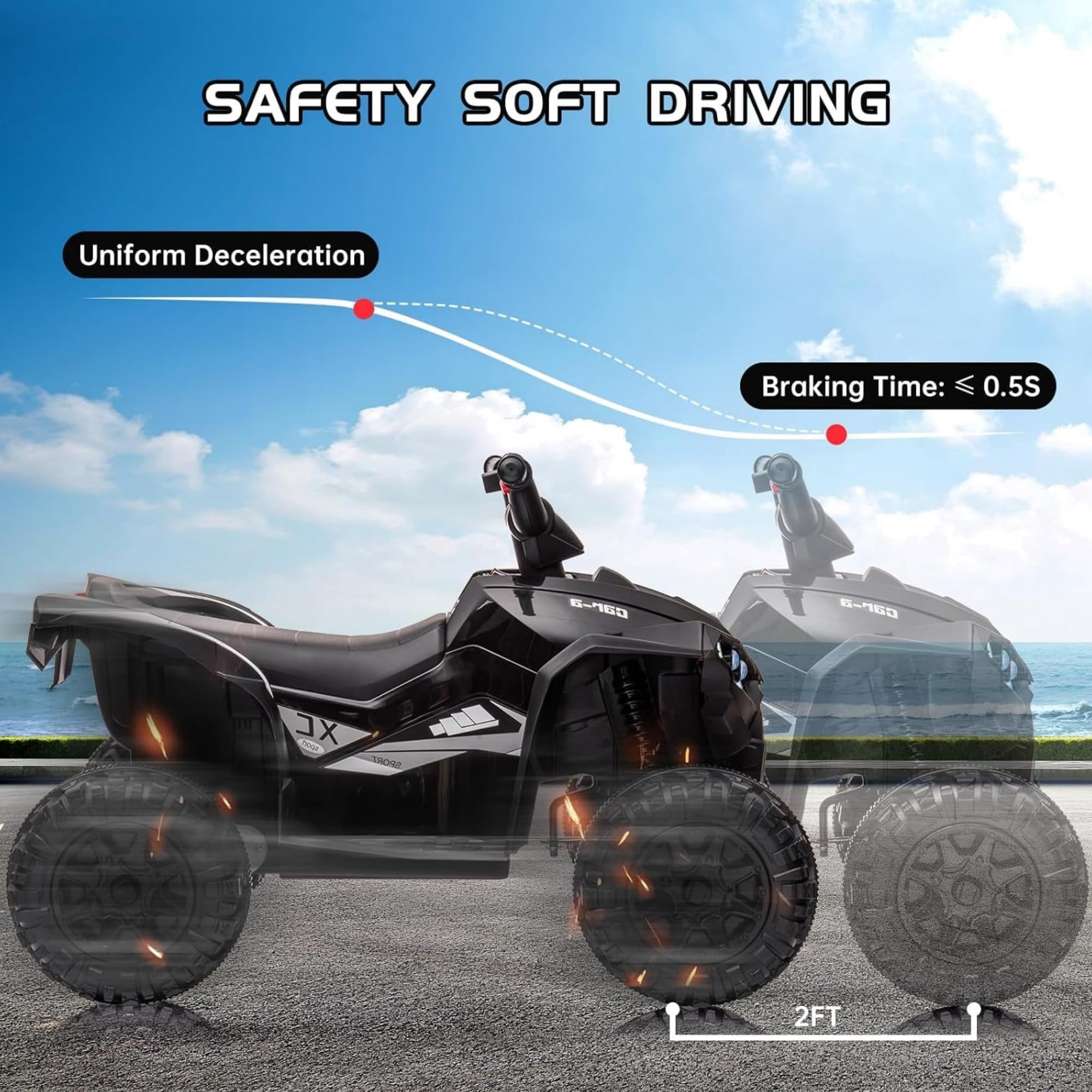 TROPOW Electric Ride On Cars with Remote Control,Kids Ride On ATV 4 Wheeler, Electric Battery-Powered with Remote Control, Music, Horn, Led Lights, USB Port, Treaded Tires