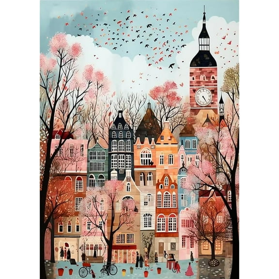 CSZPPQAF Diamond Painting for Unisex Adults Kits 11.8×15.8 inch Fairy Tale Town 5D DIY Diamond Art Crafts Kit for Home Wall Decor