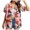 Red, variant on Women's Dressy Business Shirts Short Sleeve Collared Floral Print Casual Fashion Spring Tops Work Button Down Blouses