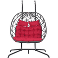 thumbnail image 2 of LEGAHOME 2-Person Wicker Egg Chair, Double Rattan Egg Chair with Stand and Removable Cushion, Outdoor Indoor Swing Hammock Chair Hanging Basket Chair for Patio Balcony Porch, Red, 2 of 8