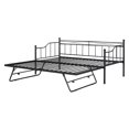 thumbnail image 5 of Twin Size Daybed with Twin Size Adjustable Trundle, Metal Portable Folding Bed With Metal Slats Support for Bed Room, Living Room, Office, Space Saving, Noise Free, Black+Stripe, 5 of 9