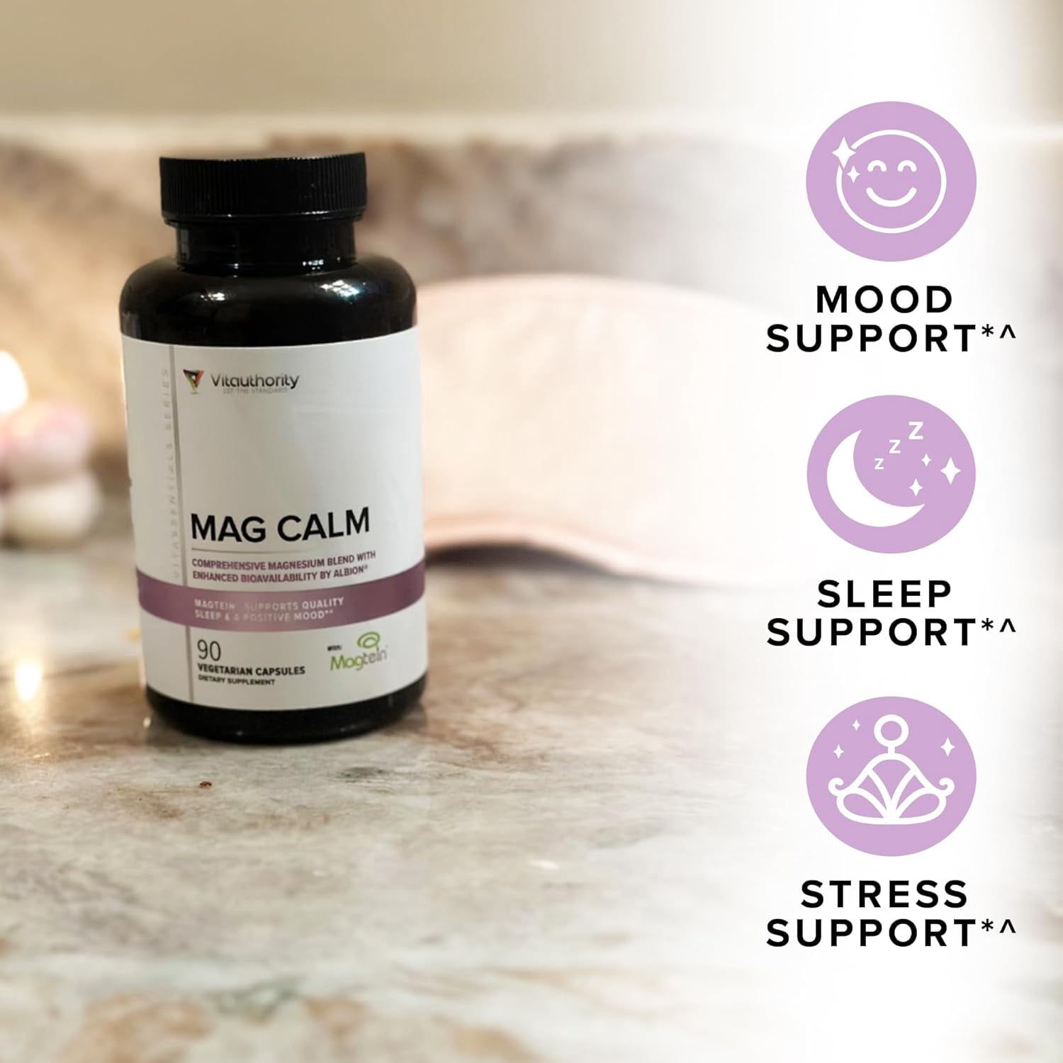 Vitauthority Mag Calm Magnesium Complex Supplement for Sleep and Mood Support, 90 Capsules