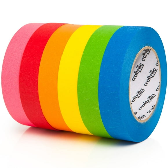 Cinta adhesiva Craftzilla, 6 rollos, 300 m x 2,5 cm, para pintores de colores