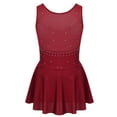 thumbnail image 2 of YONGHS Kids Girls Rhinestone Ballet Dance Leotard Figure Ice Skating Tutu Dress 6-16 A Burgundy 8, 2 of 7