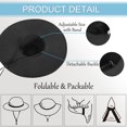 thumbnail image 2 of Womens Straw Hat Sun Hat Wide Brim Hats for Women Large Head Packable Hat Women Straw Sun Hat for Travel Black Floppy Hats for Women, M/L, 2 of 5