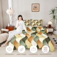thumbnail image 4 of jejeloiu Green Beige Wave Pattern Queen Comforter Set Kids,Abstract Geometric Lines Bedding Comforter Set,Reversible,3pcs, 4 of 8