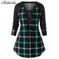 thumbnail image 4 of Camiseta larga holgada para Mujer, camisetas informales a cuadros, Blusa para Mujer, ropa para Mujer, camisetas para Mujer, 4 of 4