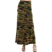 Azules Women's Poly Span Multiple Selection Print Maxi Skirt-Made in USA (Large, Army)