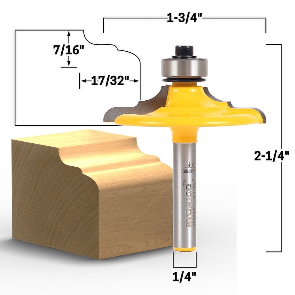 4 Bit Door and Drawer Front Edging Router Bit Set - 1/4" Shank - Yonico 12401q
