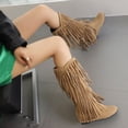 thumbnail image 2 of Fulorrnie Boots for Women Winter Suede Heel Fringe Boots Inside Booster Mid Length Boots Casual Shoes, 2 of 4
