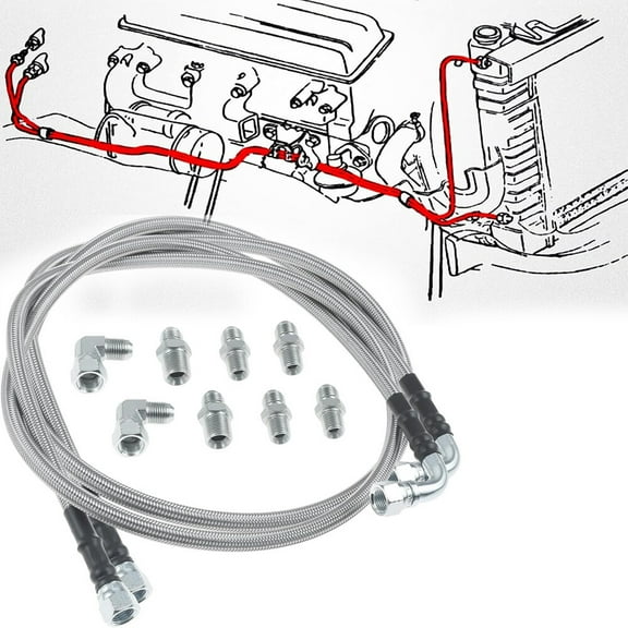 Woudy SS Braided Transmission Cool Hoses Lines Kit for Chevy Ford TH350 700R4 TH400